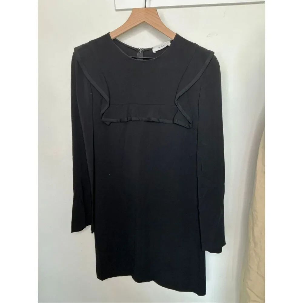 A.L.C. Ruffle Trim Collar Dress | Black in Small